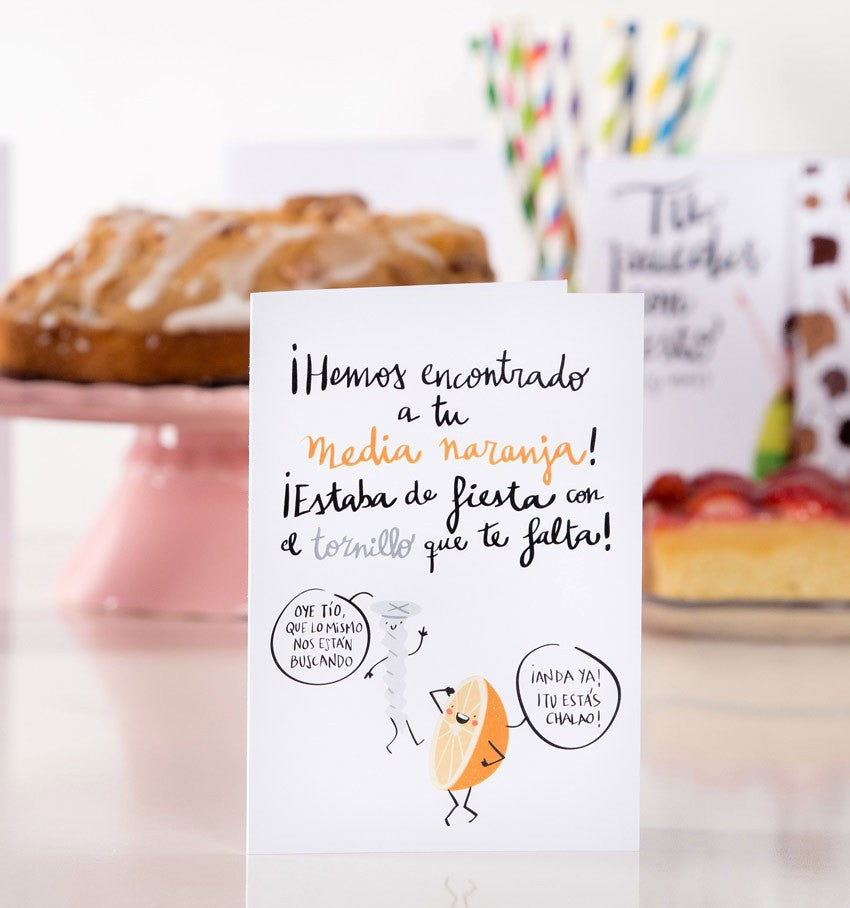 Tarjeta de felicitación gamberra "Media naranja"
