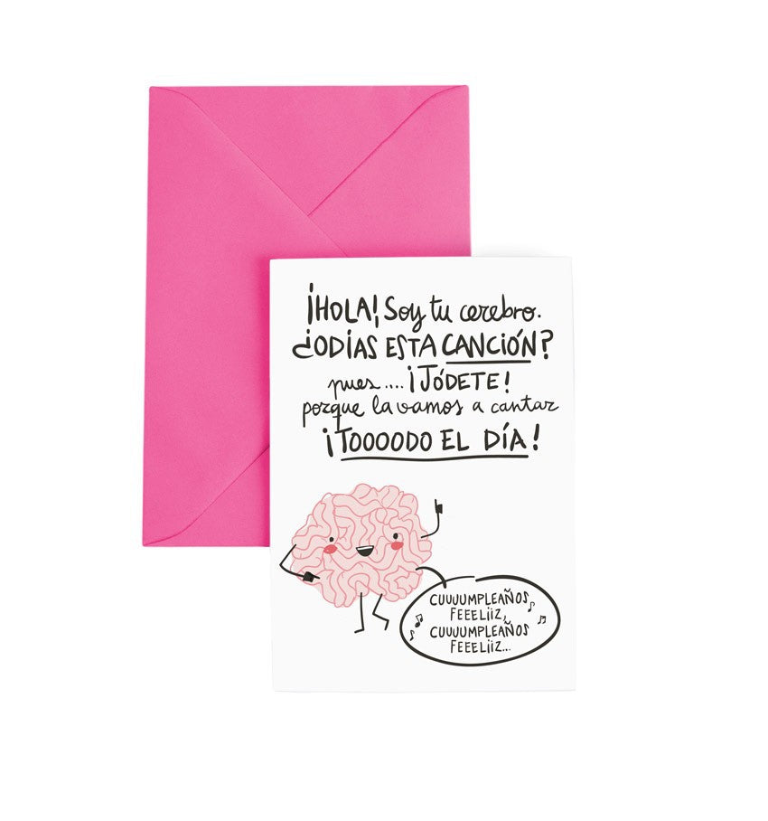 Tarjeta de felicitación gamberra "Cerebro"