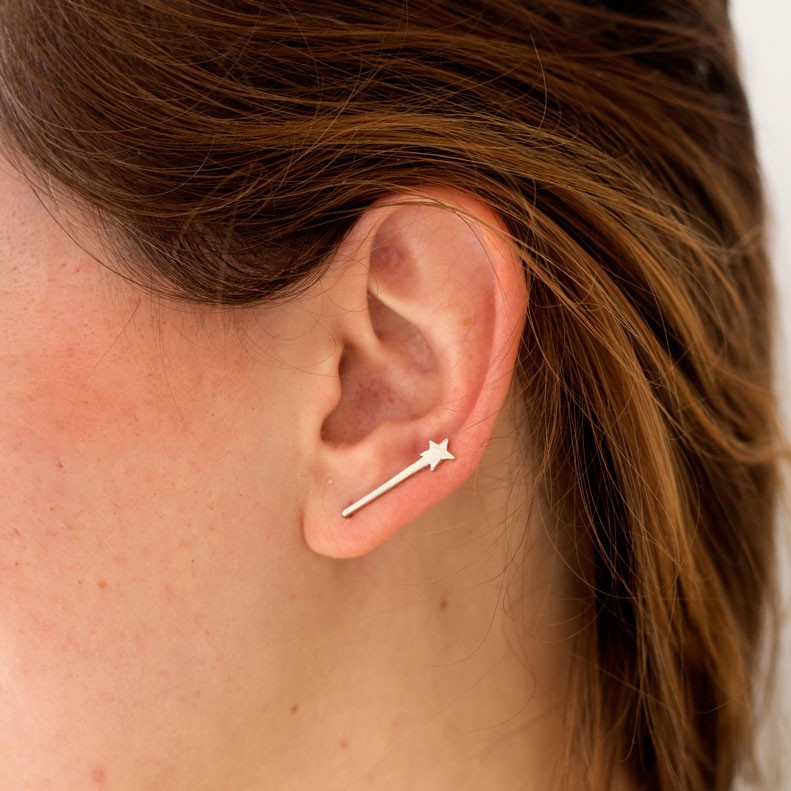 Pendientes ear cuff Shooting star de plata