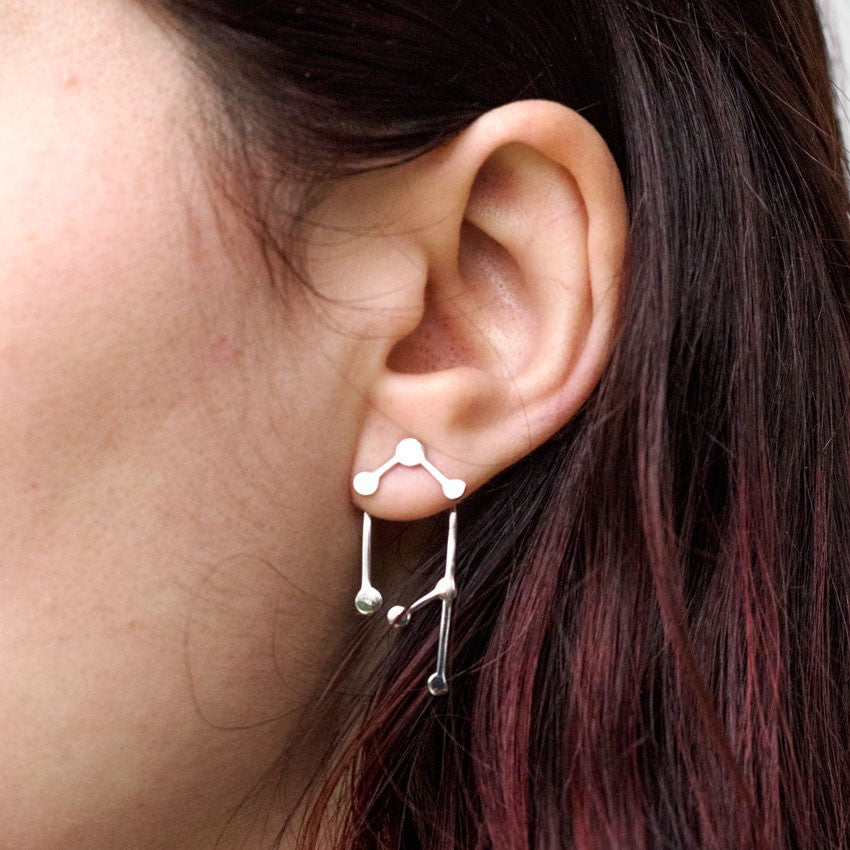 Pendientes doble Constellation de plata