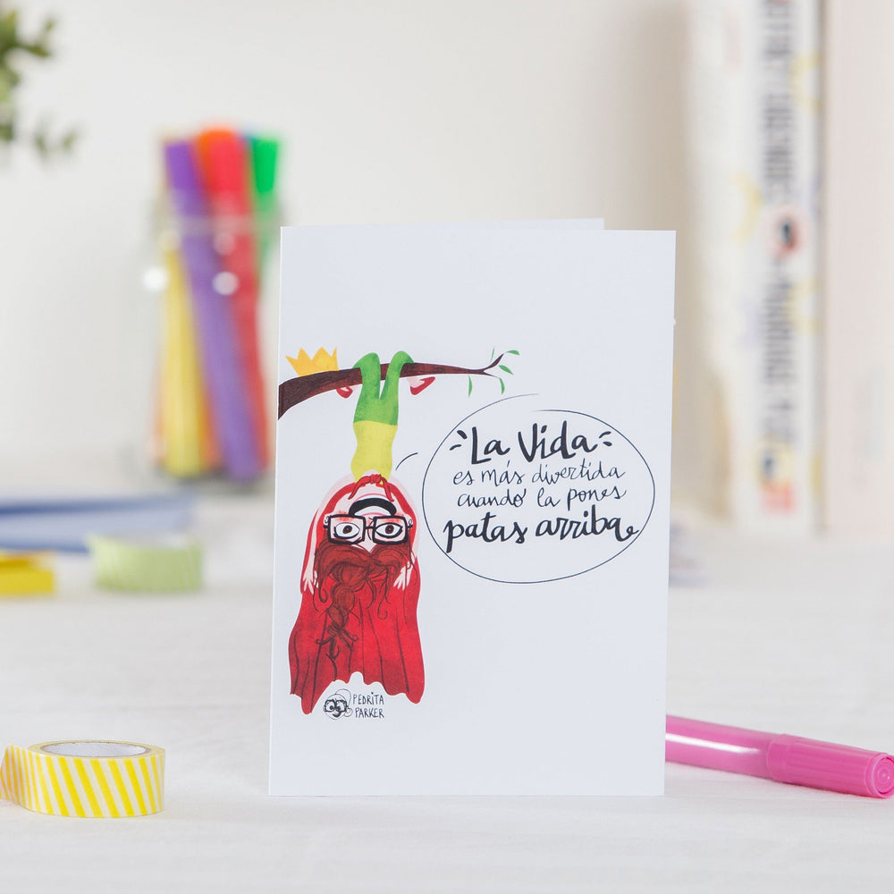 Tarjeta de felicitación "Patas arriba"