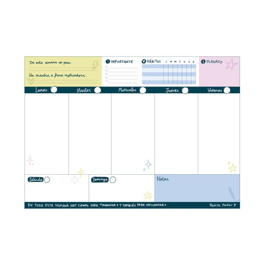 Planificador Semanal de Productividad A4 Color