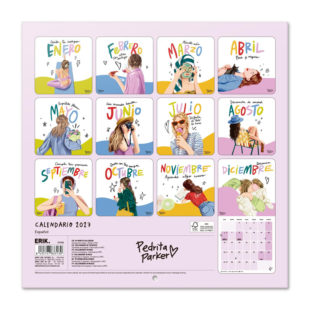 Calendario 2027 Pared 30x30 Disfruta de todo lo bueno