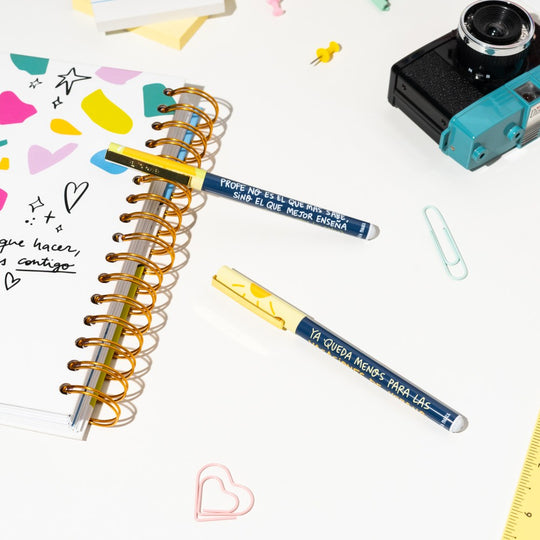 Set 2 bolígrafos de gel para profesores Esperando vacaciones