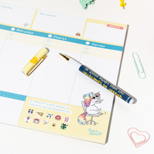 Set 2 bolígrafos de gel para profesores Esperando vacaciones