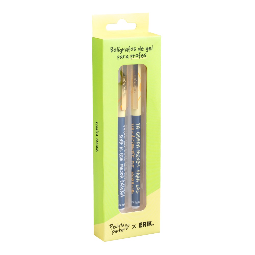 Set 2 bolígrafos de gel para profesores Esperando vacaciones